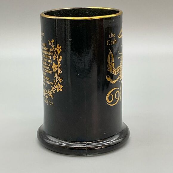 Cancer Zodiac Vintage Coffee Tea Stein Mug Federal Glass Black Gold - Picture 5 of 10